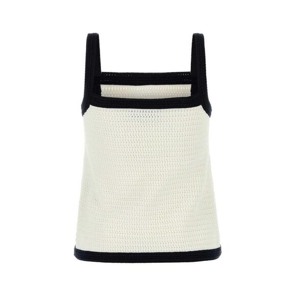 GUCCI Knit Square Neck Tank Top Women WHITE T-Shirts & Tops